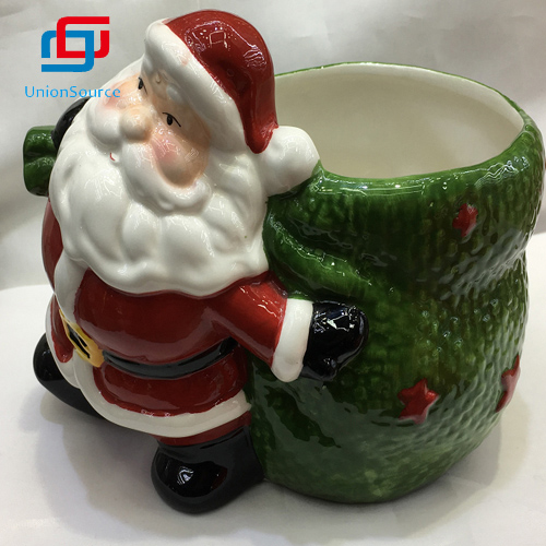 Wholesale Christmas 3D Santa Appearance Ceramics Flower Pot Home Decoration Plant Vase For - 1