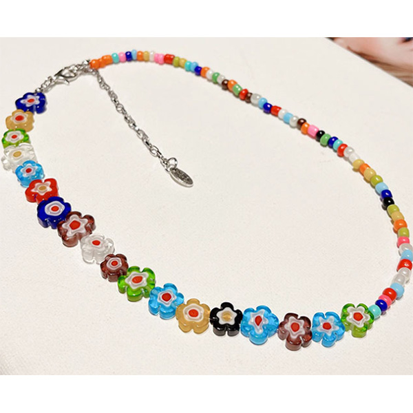 Wholesale Colorful Beads Flower Necklace