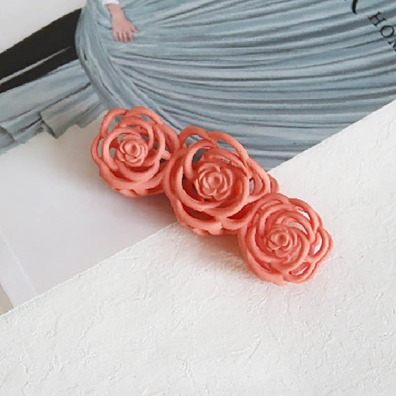Wholesale Hollow-out Three-dimensional Relief Rose Grab Clip Simple Large Plastic Hairpin Women's Hair Accessories