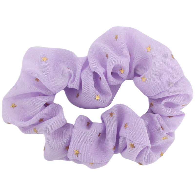 ຂາຍສົ່ງຂະຫນາດໃຫຍ່ Scrunchies Hair Tie Elastic Hair Bands Fashion Organza Hair Scrunchies For Hair Accessories Silk With Stars