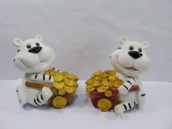 Wholesale Money Pot Home Decor White Tiger Xmas Ornaments Resin Money Pot - 4 