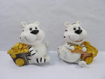 Velkoobchodní hrnec na peníze Home Decor White Tiger Xmas Ornaments Resin Money Pot - 5