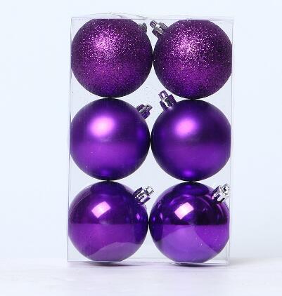 Wholesale Plastic Christmas Ball Ornaments 6pc/Set With Traditional Colors - 3 