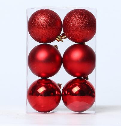 Wholesale Plastic Christmas Ball Ornaments 6pc/Set With Traditional Colors - 5