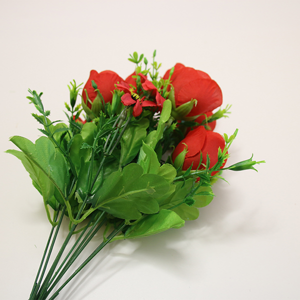 Precio al por mayor 9 cabezas de ramo de flores artificiales de Rose para la decoración del hogar - 2