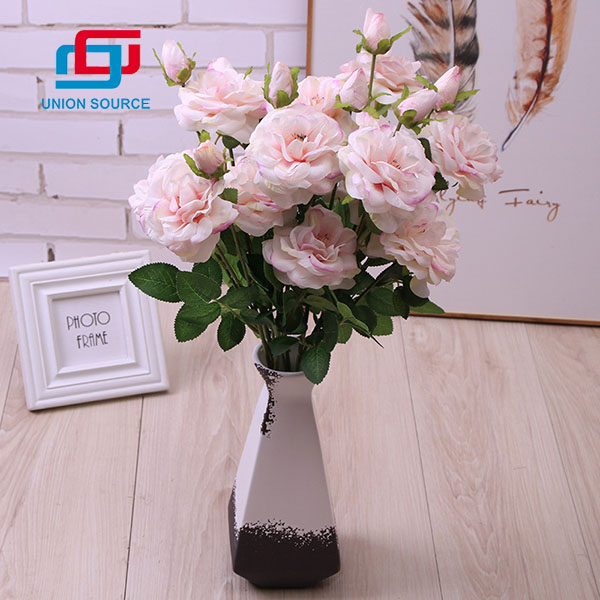 Wholesale Price Decorative High Simulation 3 Heads Rose Bouquet For Wedding And Home Decoration