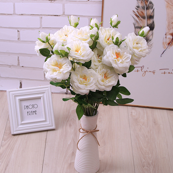 Nagykereskedelmi ár dekoratív magas szimuláció 3 fejű rózsacsokor esküvőre és lakberendezésre - 3 