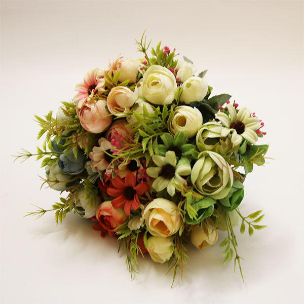 Großhandelspreis Gute Qualität 5 Köpfe Chrysanthemum Bud Rose Künstlicher Blumenstrauß Für Heimtextilien - 3 