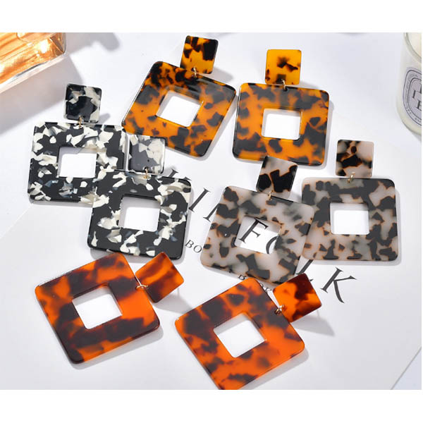 Wholesale Square Leopard Print Earrings
