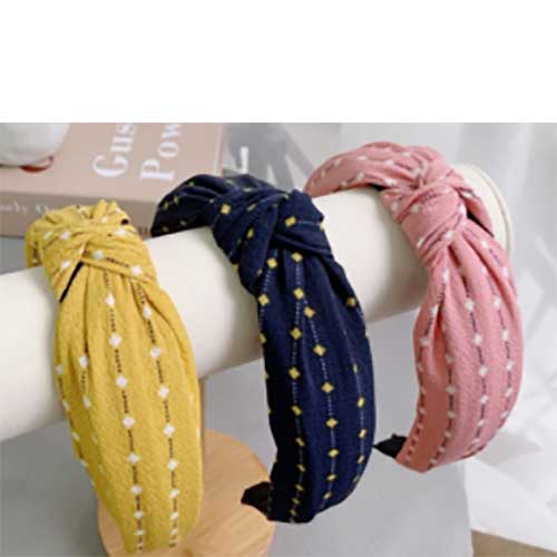 Women Simple Wide-brimmed Knotted Hair Band Solid Colors Fabric Twisted Knotted Head Band