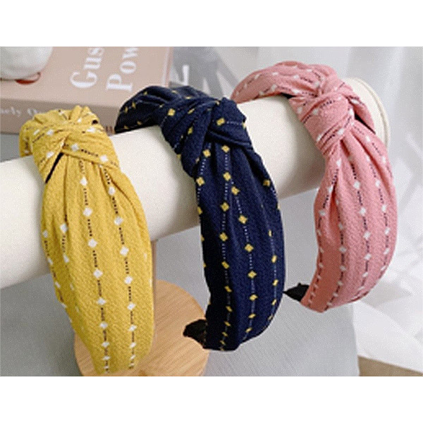 Women Simple Wide-brimmed Knotted Hair Band Solid Colors Fabric Twisted Knotted Headband