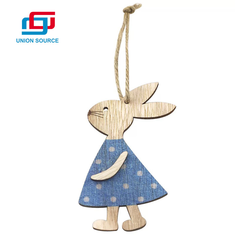 Wooden Bunny Pendants Easter Hanging Rabbit Home Decorations - 0