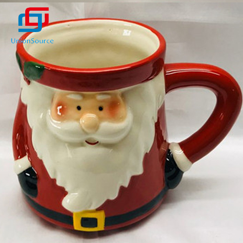 Xmas Cartoon Style Personalized Mug Porcelain Ceramic Christmas Cup Santa Pattern Ceramic Cup