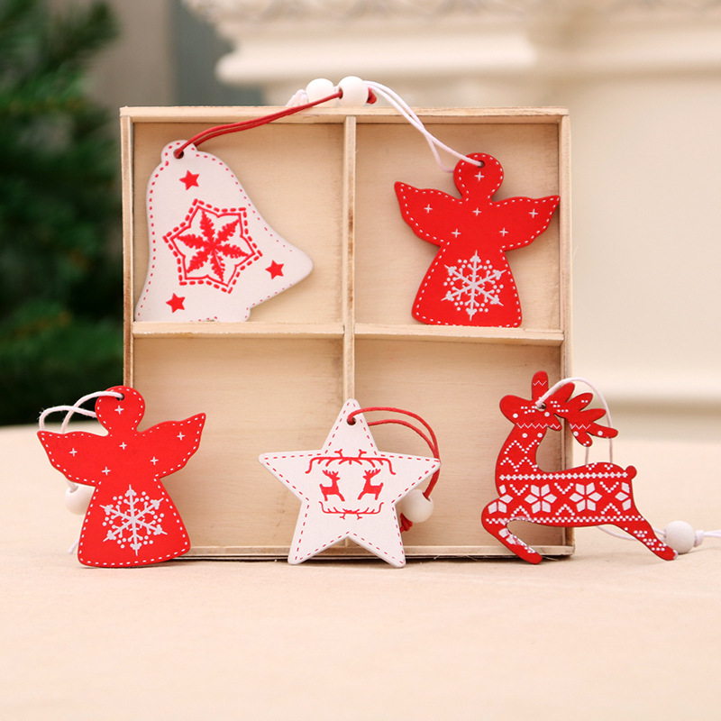 Decoración de madera colgante de Navidad Elk / Bell / Star / Angel Shape - 3 