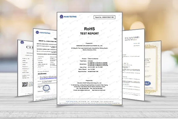 Trådløs skærm og kamera til van-certificeringer