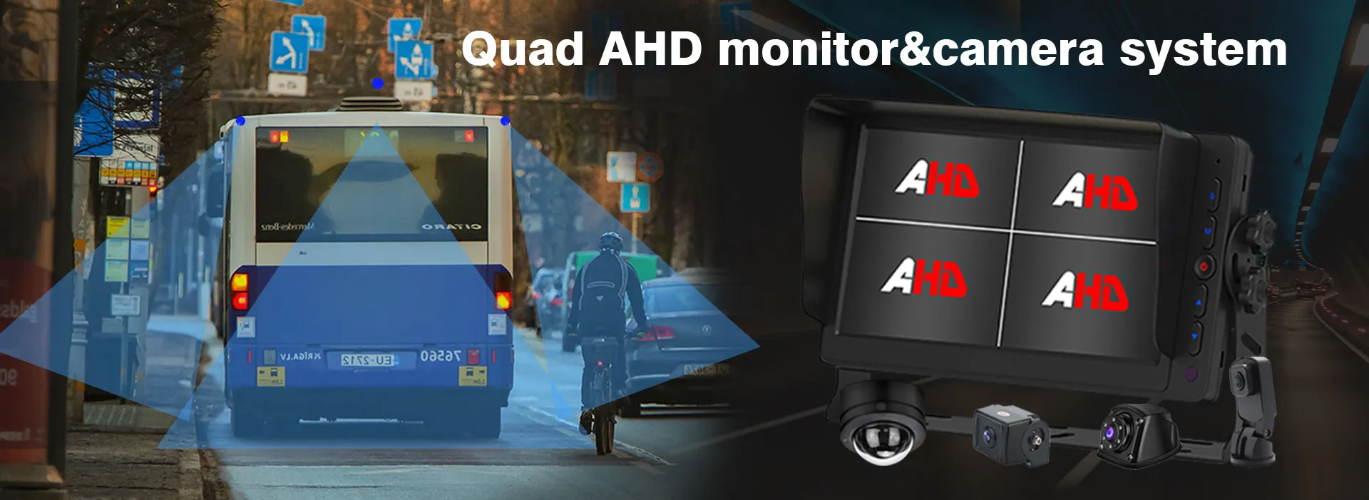 7 inch AHD Split Screen Monitor With 4 CH Camera Input