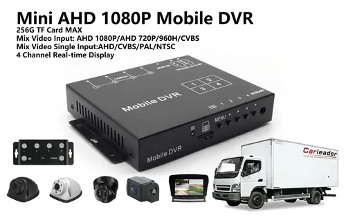 4 HD Kameralı 4CH Mini AHD 1080P Mobil DVR Kiti