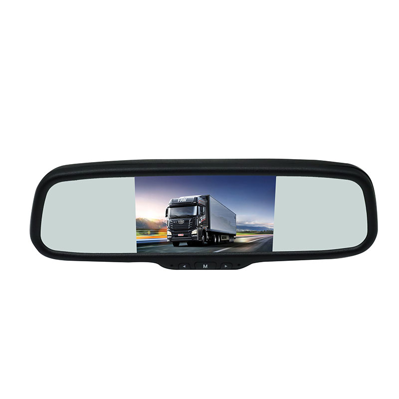 Monitor de espelho retrovisor de carro de 5 polegadas com clipe no suporte