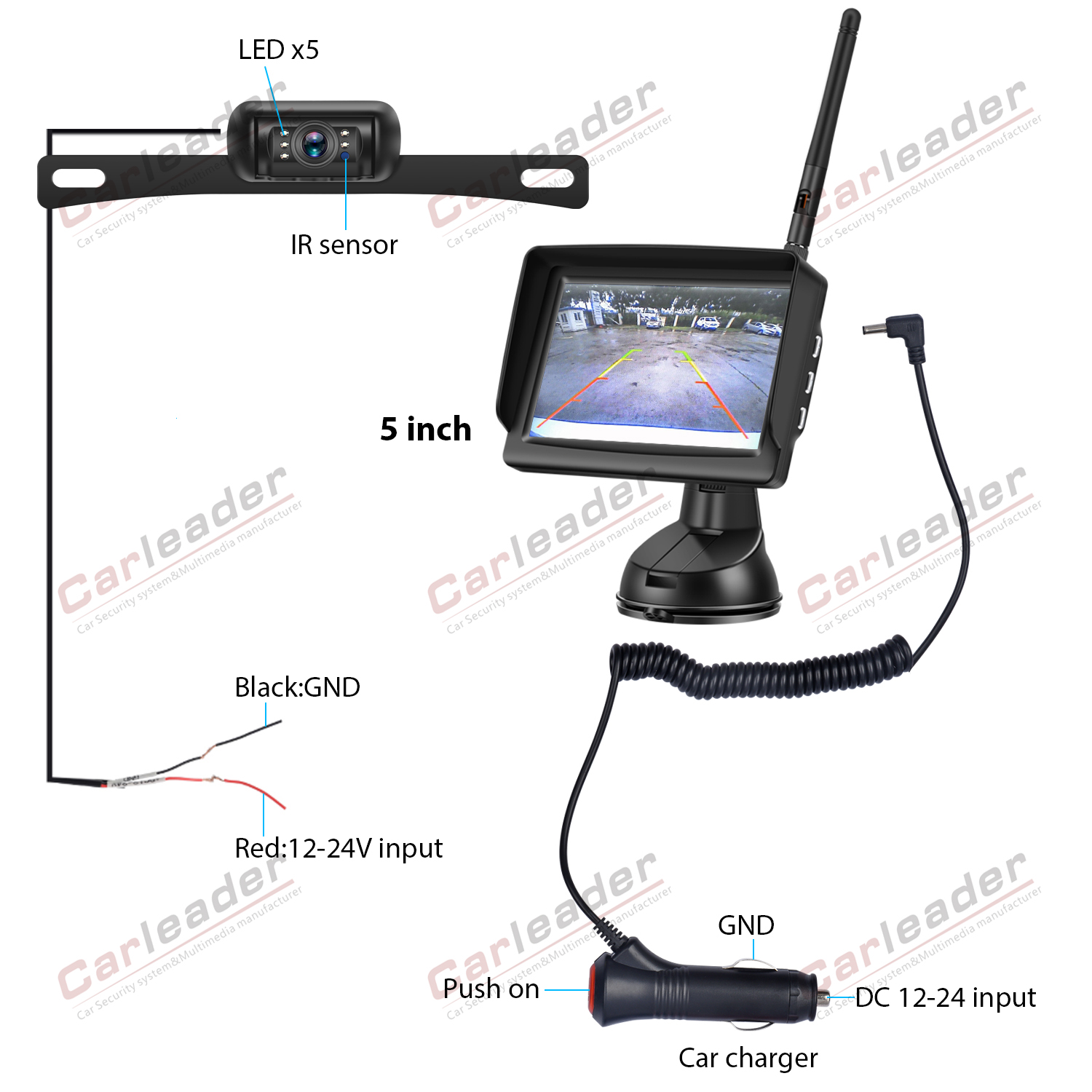 4.3inch Wireless Car Camera Monitor Kit - 2 