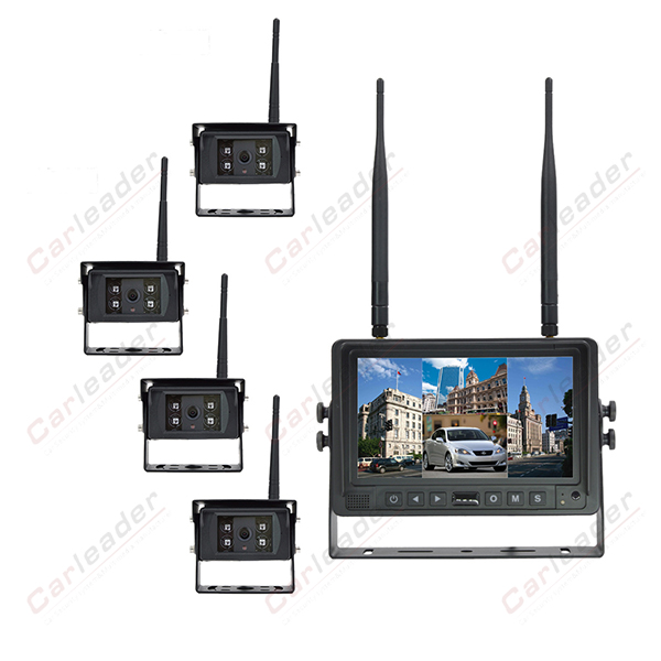 7inch 2.4G digital wireless quad monitor and camera system with DVR