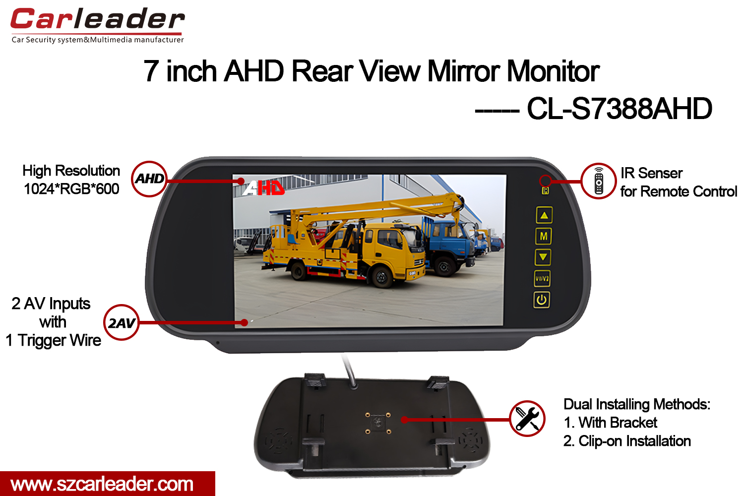 7 inch rear view mirror monitor