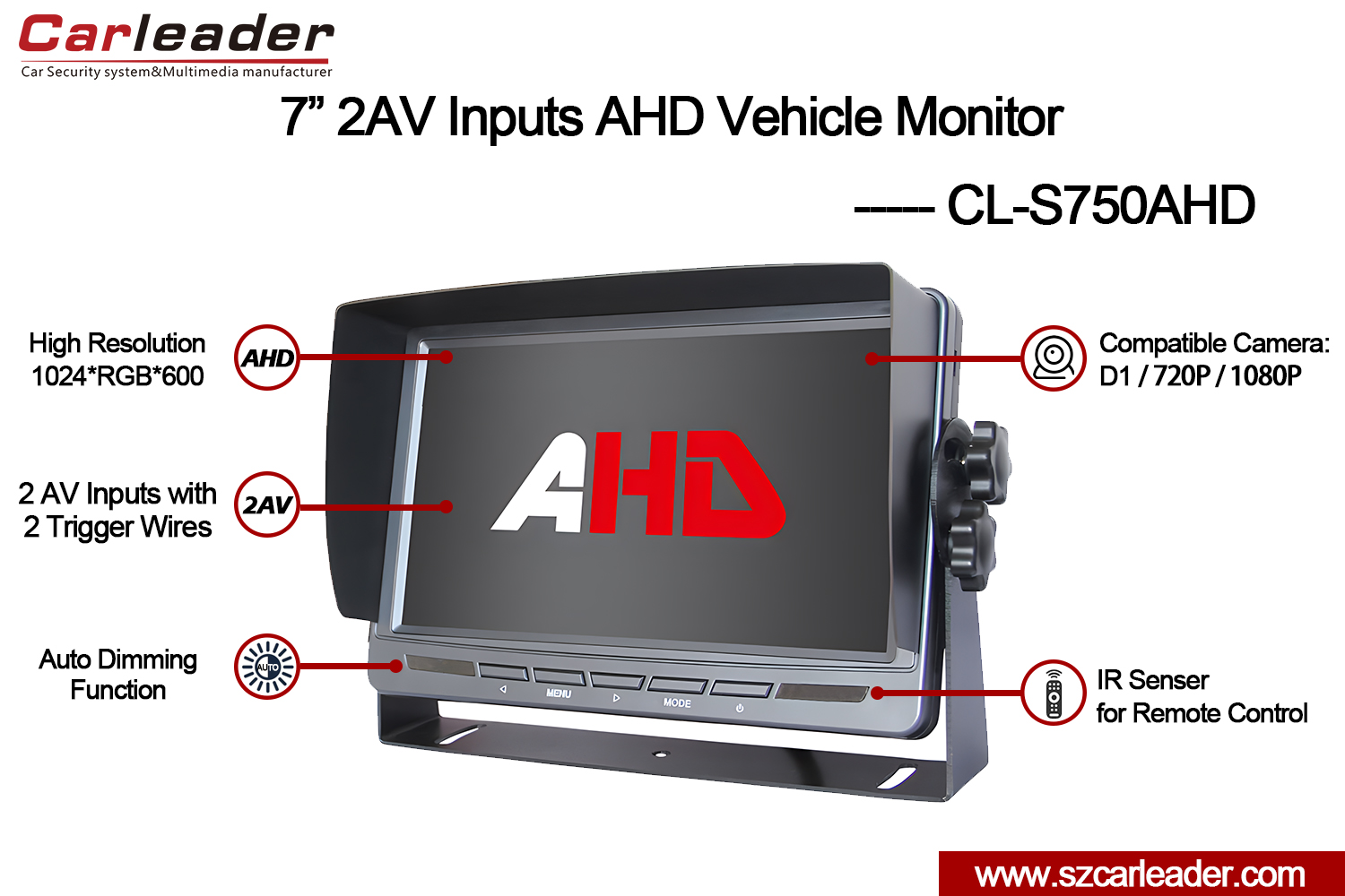 7 inch car rear view monitor