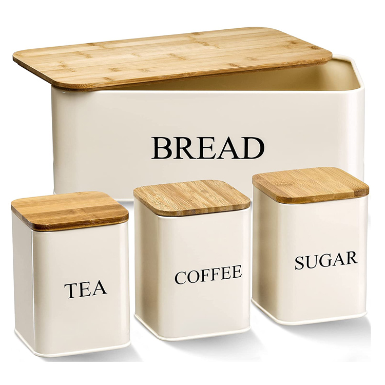 حاوية تخزين القهوة والسكر والشاي مجموعة صندوق الخبز - 0 
