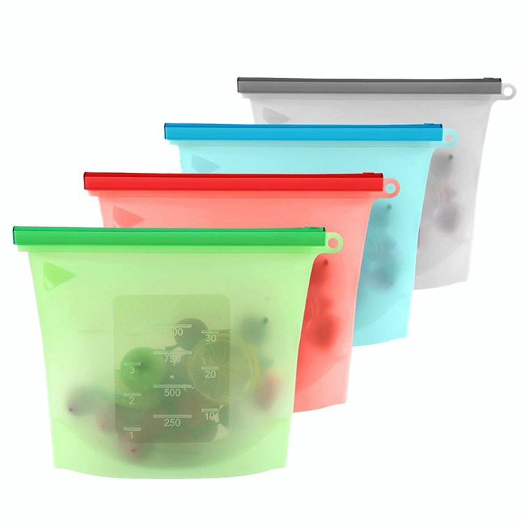 4 عبوات من أكياس تخزين طعام سيليكون قابلة لإعادة الاستخدام - 0 