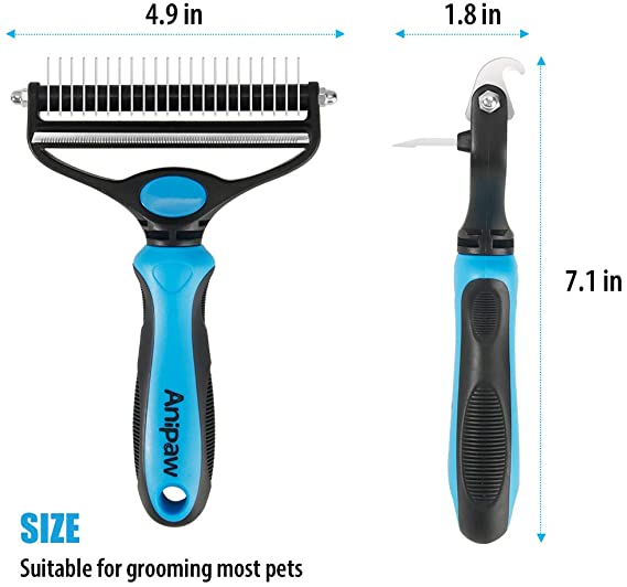 2 In 1 Undercoat Dematting Comb Pet Grooming Brush - 4 