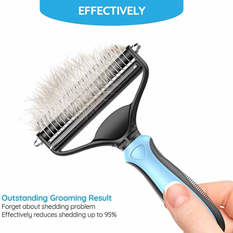 2 In 1 Undercoat Dematting Comb Pet Grooming Brush - 5 