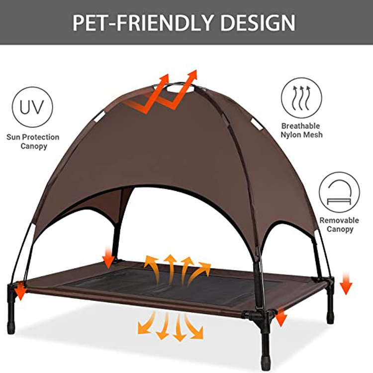 سرير كلب خارجي مرتفع مع مظلة محمولة للتخييم - 1 