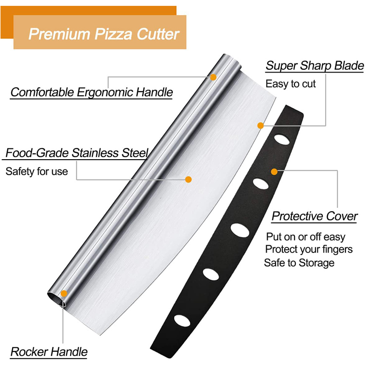 Stainless Steel Pizza Cutter Slicer with Protective Cover - 2