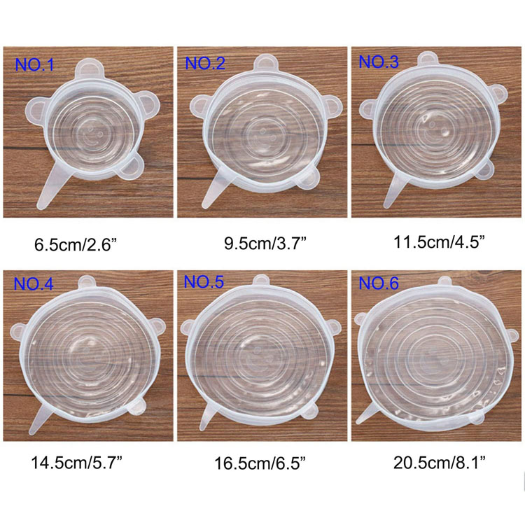 6 Pack Food Storage Cover Silicone Stretch Lids - 2
