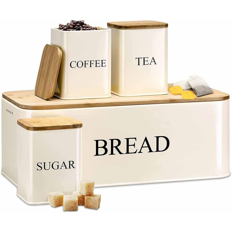 حاوية تخزين القهوة والسكر والشاي مجموعة صندوق الخبز - 3 