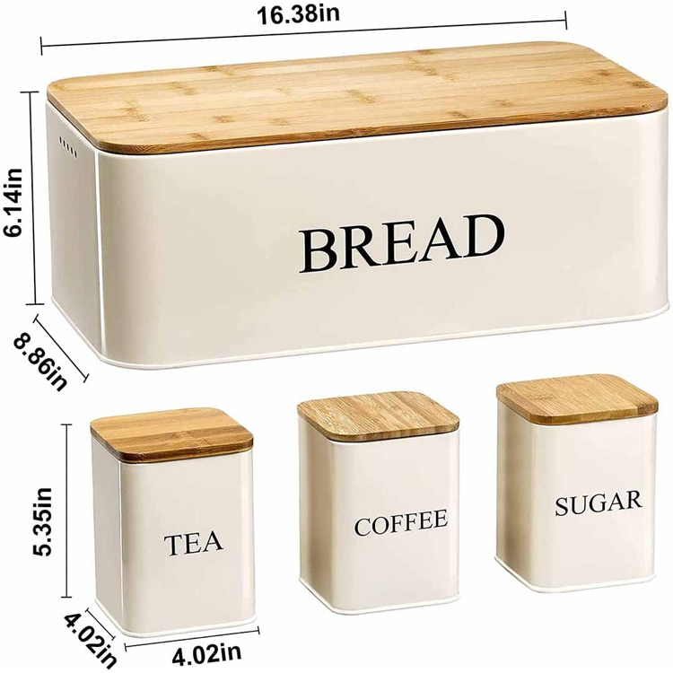 حاوية تخزين القهوة والسكر والشاي مجموعة صندوق الخبز - 4