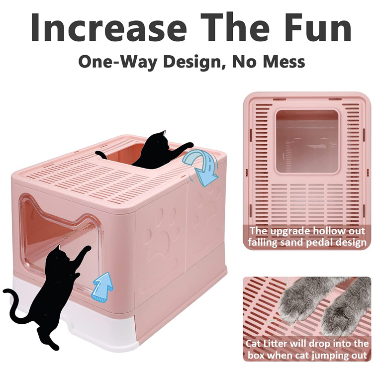 صندوق فضلات القطط القابل للطي مع غطاء - 3