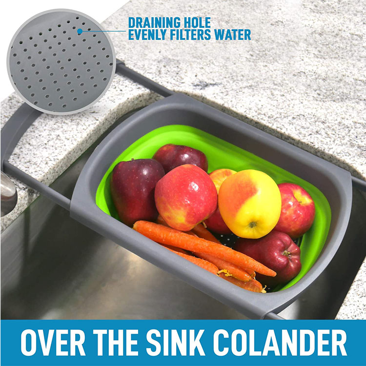 Over The Sink Kitchen Collapsible Silicone Colander - 4 