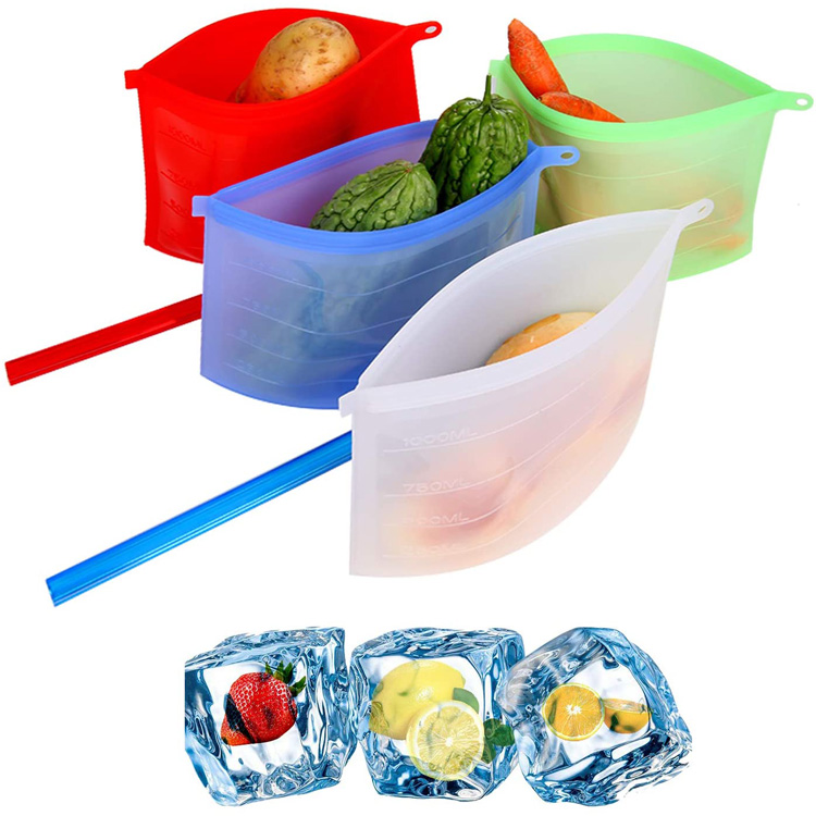 4 عبوات من أكياس تخزين طعام سيليكون قابلة لإعادة الاستخدام - 5