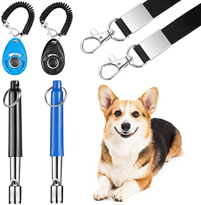 6pcs Adjustable Dog Training Whistle with Clicker Kit