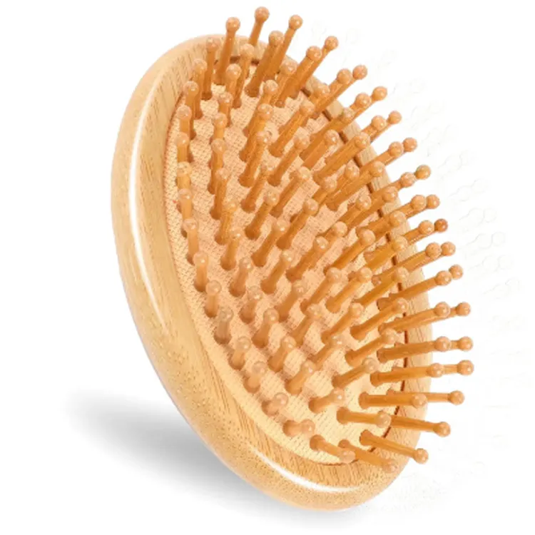 Bamboo Massage Wooden Portable Anti-Static Mini Hairbrush