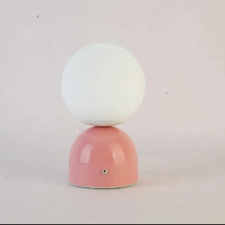 Battery Charging Portable LED Flesh Pink Color Desk Lamp