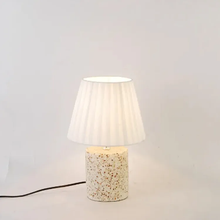 BedSide Modern Decoration White Terrazzo Base Desk Lamp