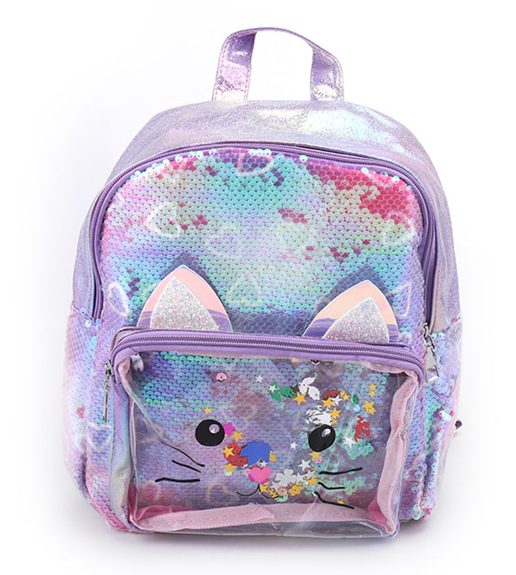 Cat sequined backpack