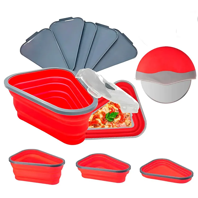 Collapsible Pizza Slicer Storage Container with Serving Tray