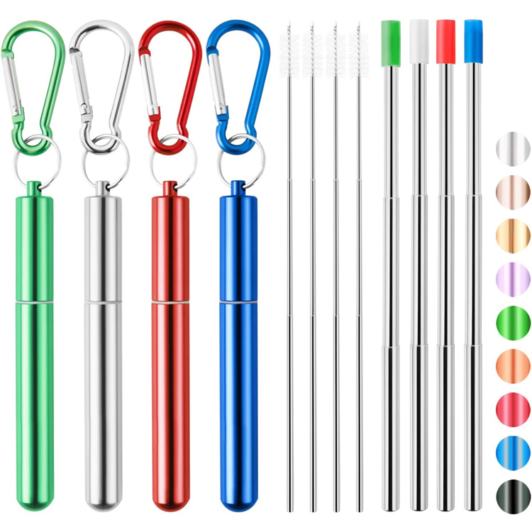Collapsible Travel Metal Telescopic Drinking Straws