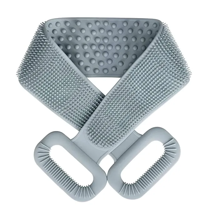 Cinturón de ducha con depurador trasero de silicona exfoliante de doble cara
