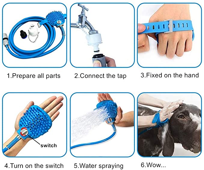 من السهل غسل فرشاة الحيوانات الأليفة أداة الاستحمام بخاخ دش الكلب - 2
