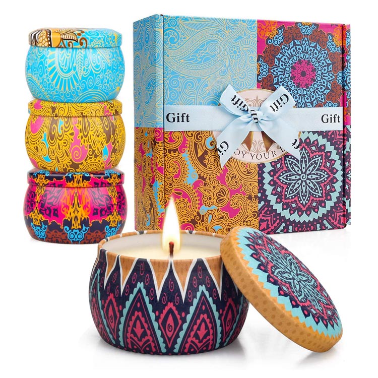 Conjunto de presentes de velas perfumadas de cera de soja para presente de feriado para mulheres