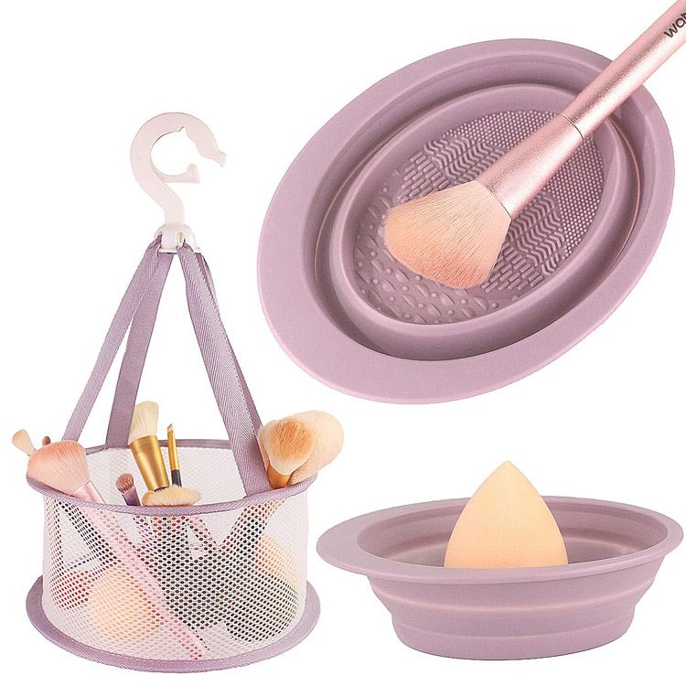 Makeup Brush Cleaning Pad and Mesh Drying Net