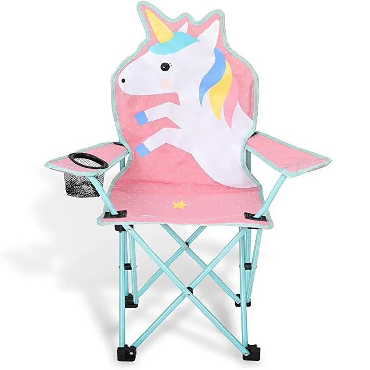 Outdoor Folding Cartoon Kids Camp Chair with Cup Holder